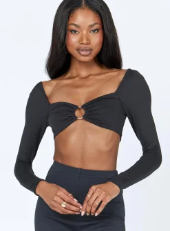Princess Polly Callan Long Sleeve Top  Black Outlet
