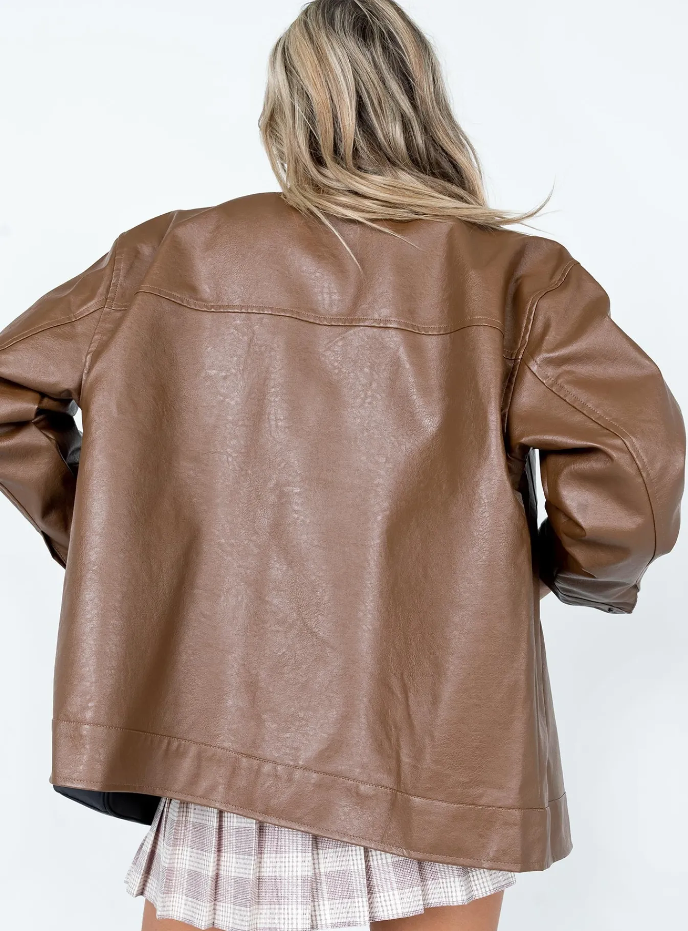 Princess Polly Callie Faux Leather Jacket Brown Hot