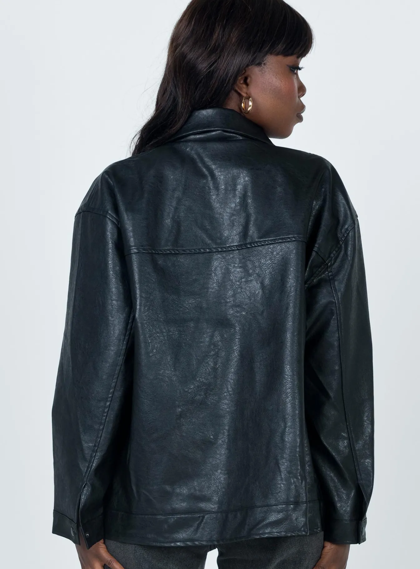 Princess Polly Callie Faux Leather Jacket Black Fashion