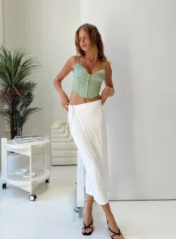 Princess Polly Callile Midi Wrap Skirt  White Outlet