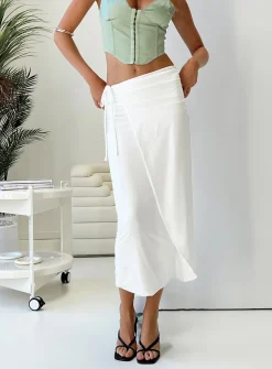 Princess Polly Callile Midi Wrap Skirt White Outlet