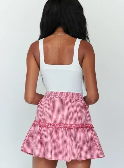 Princess Polly Callum Gingham Mini Skirt  Red Outlet
