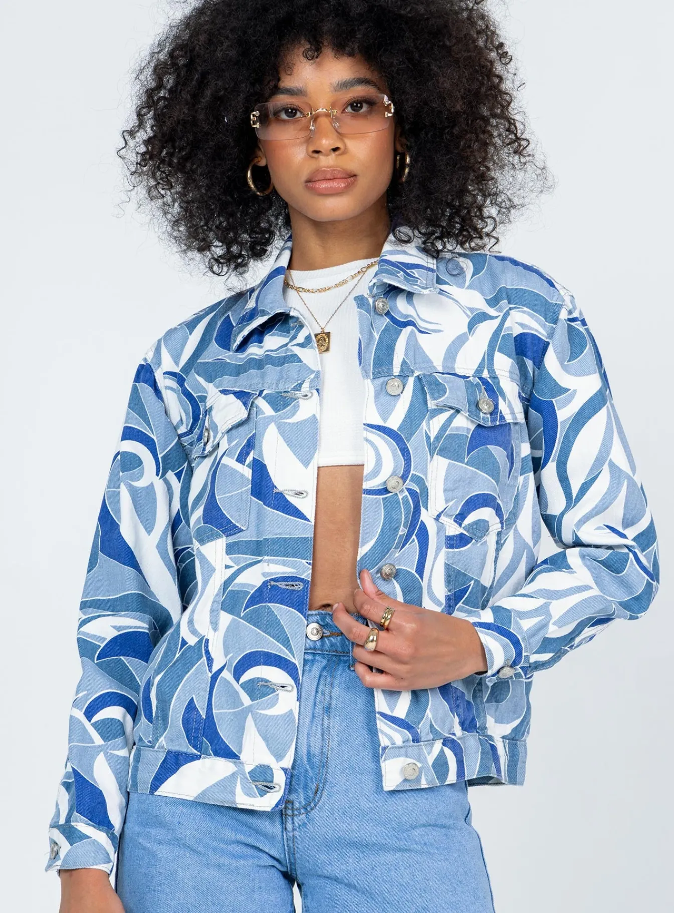 Princess Polly Callumjacket White Denim Clearance