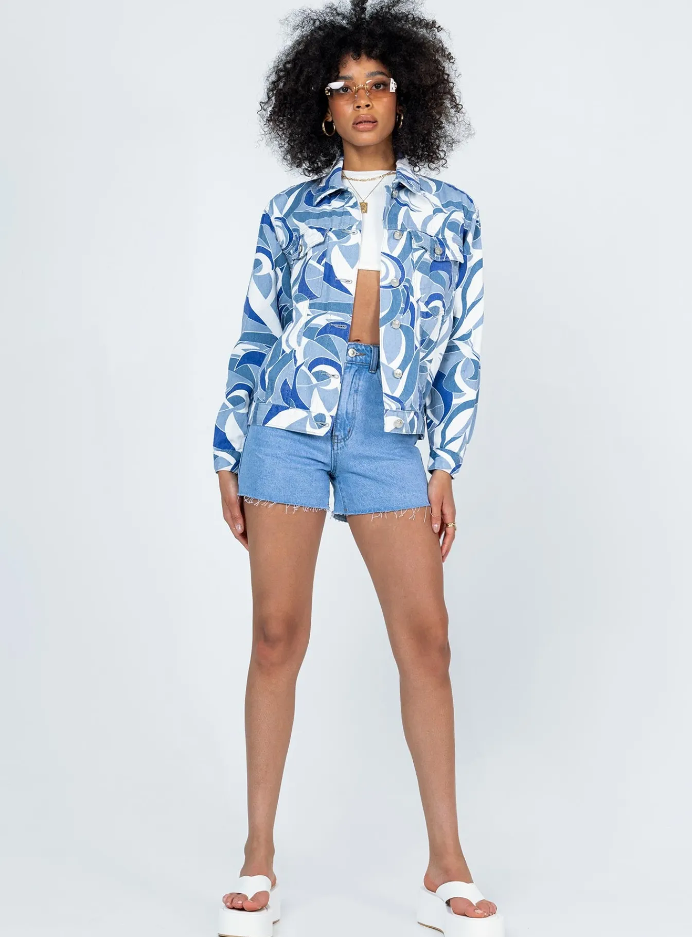 Princess Polly Callumjacket White Denim Clearance