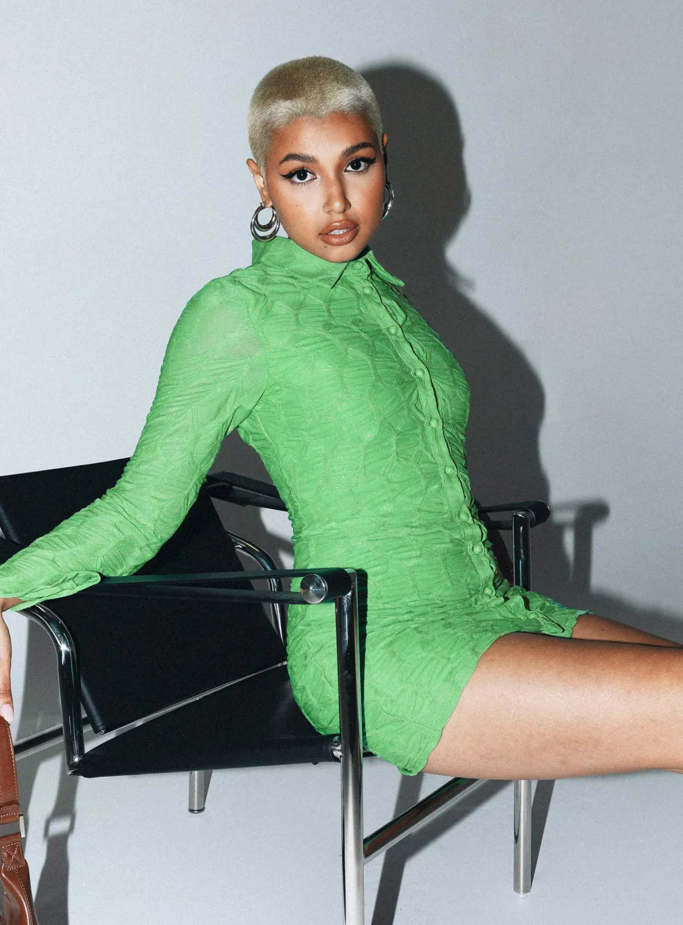 Princess Polly Calvert Long Sleeve Mini Dress Green Best