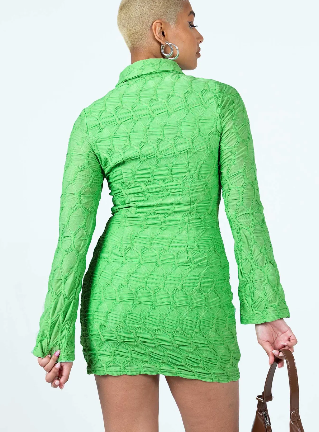 Princess Polly Calvert Long Sleeve Mini Dress Green Best