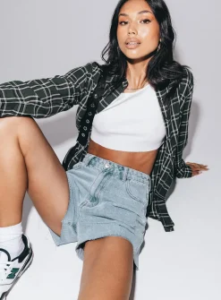 Princess Polly Camarishorts Light Wash Denim Flash Sale