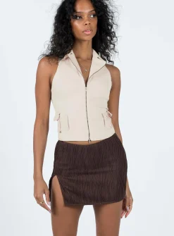 Princess Polly Cambor Mini Skirt  Brown New