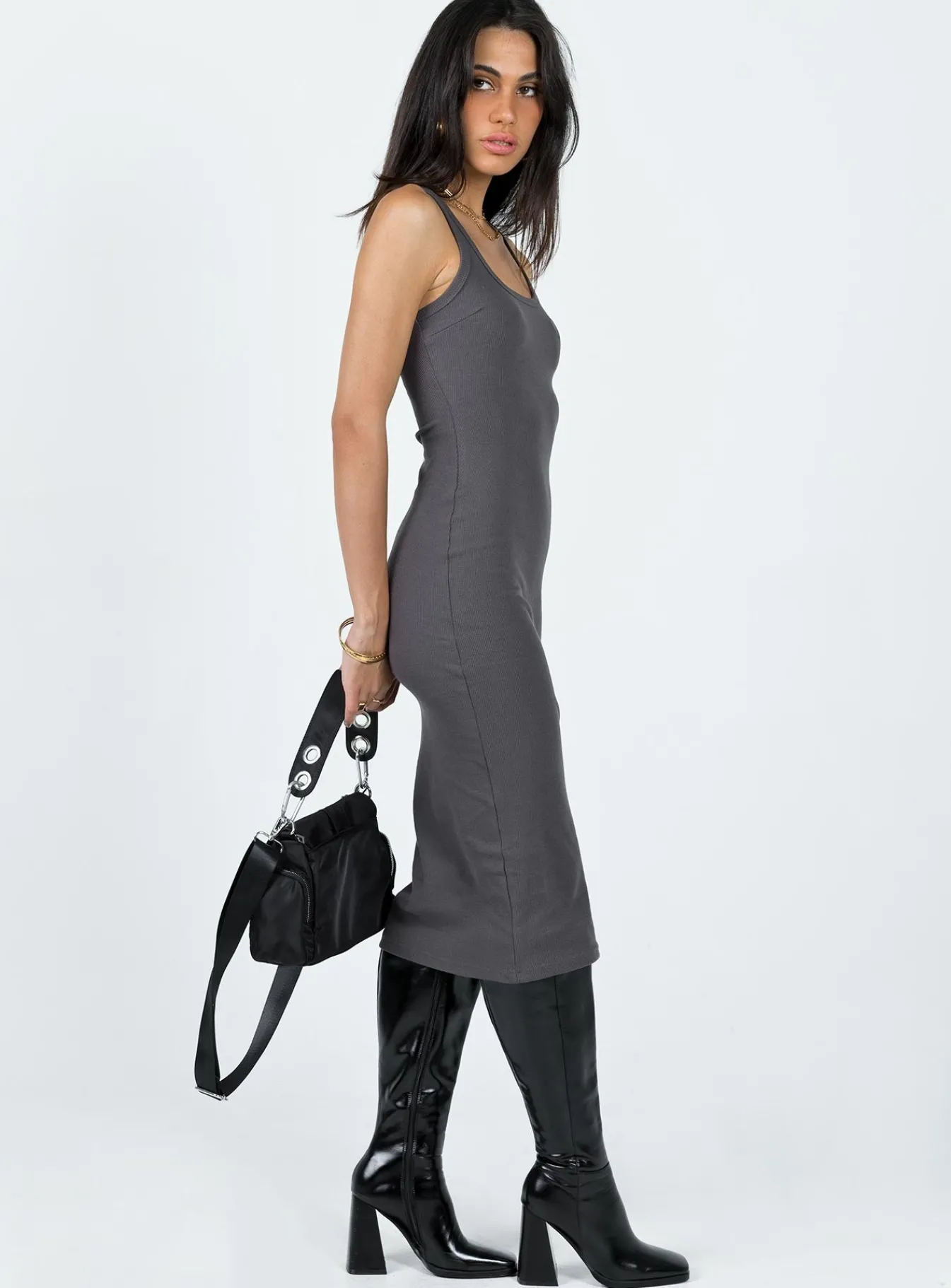 Princess Polly Camellia Midi Dress Slate Grey Online