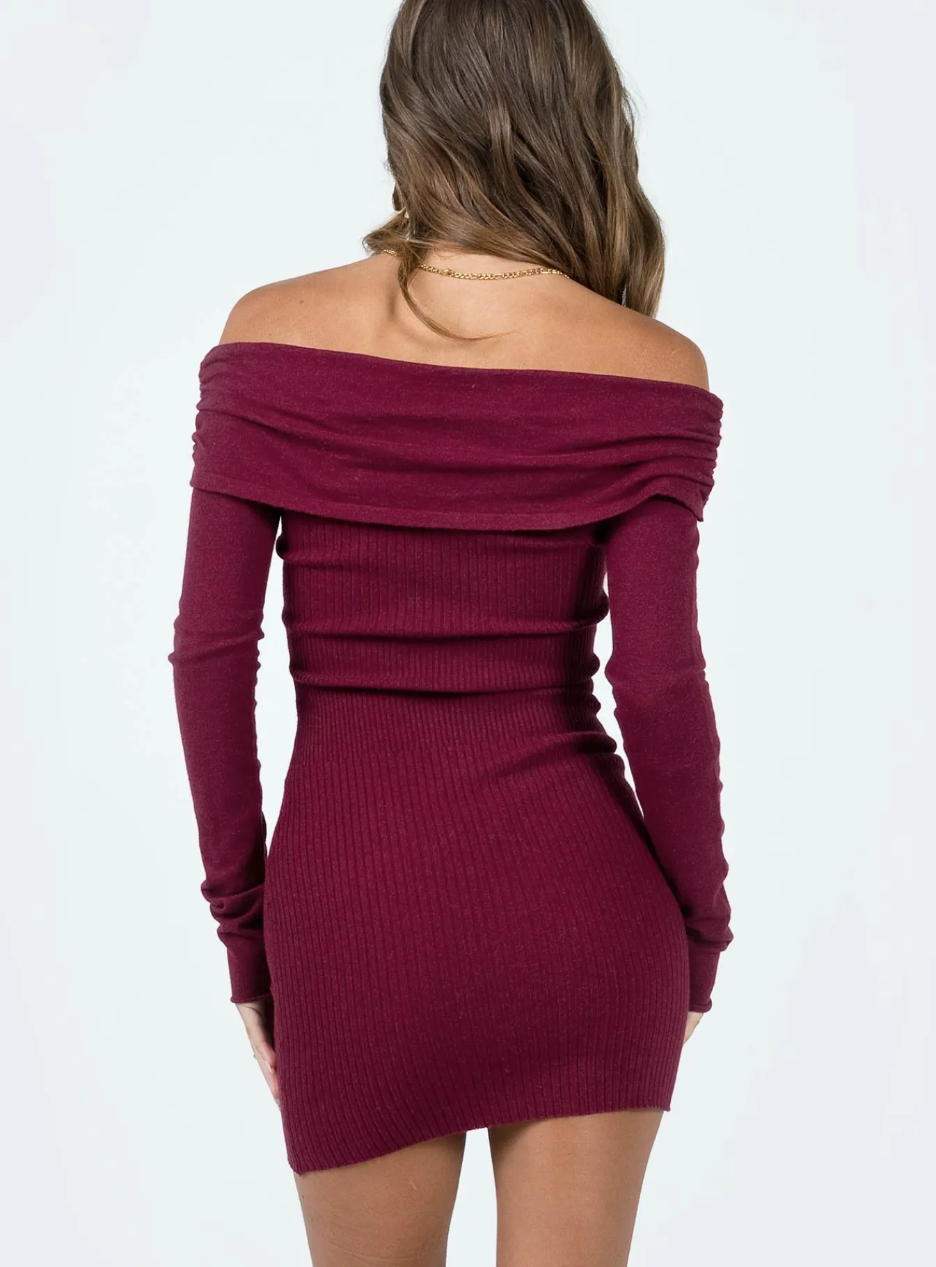 Princess Polly Camtel Off The Shoulder Mini Dress Burgundy Clearance
