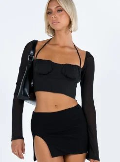 Princess Polly Capel Long Sleeve Top  Black Fashion