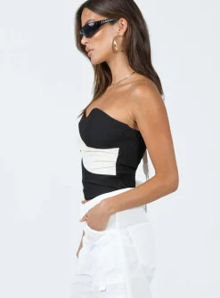 Princess Polly Carelli Strapless Top/ Beige Black Best