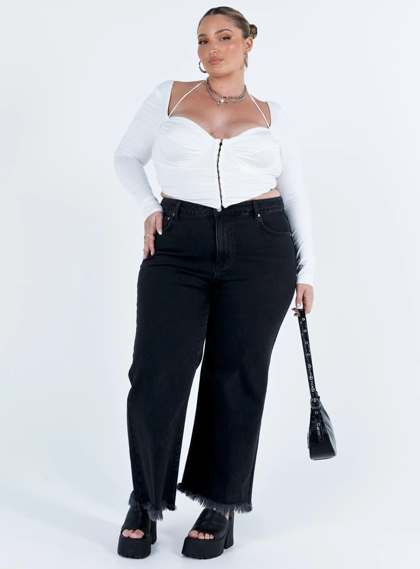 Princess Polly Carey Denim Jeanscurve Black Sale