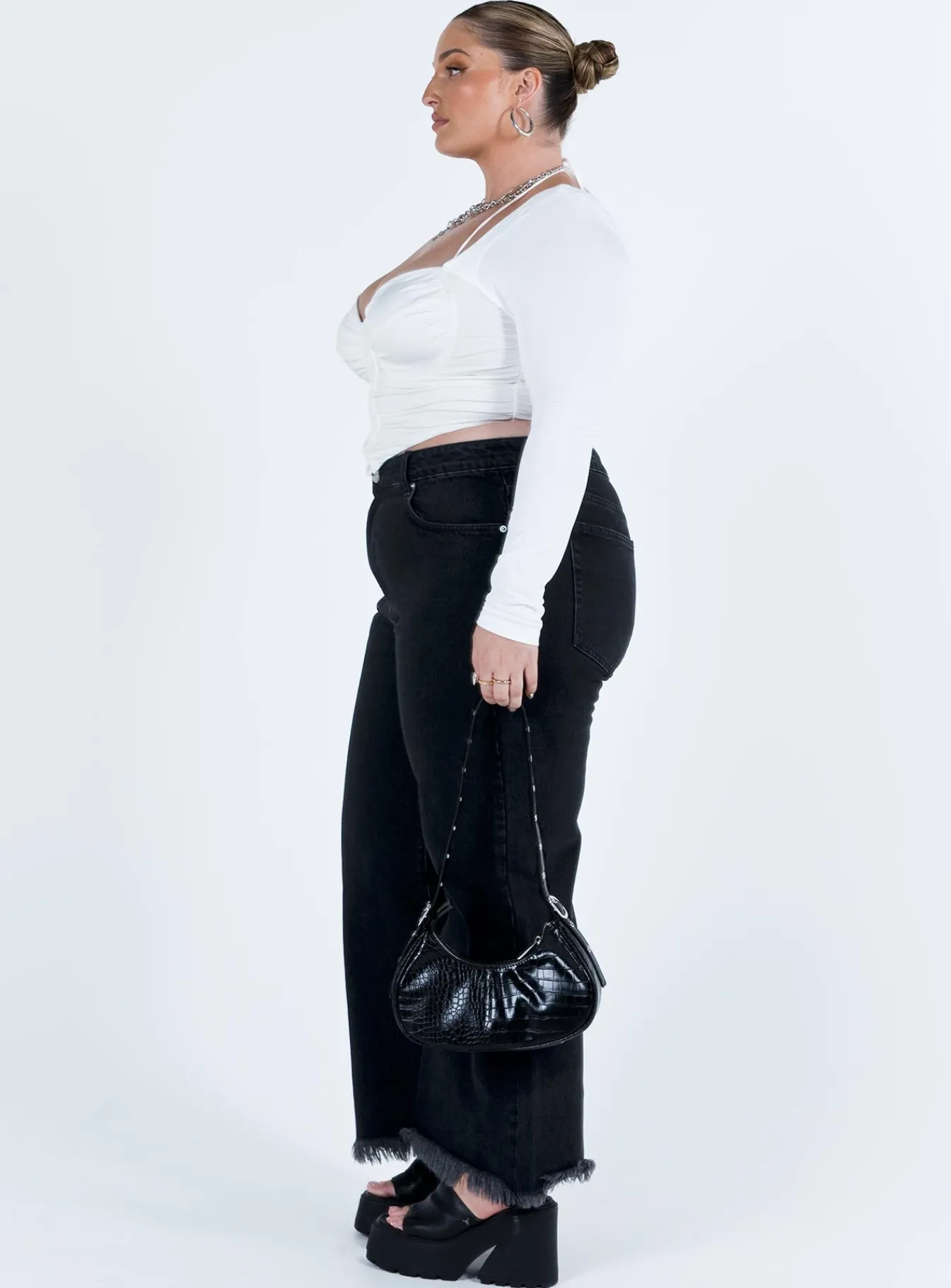 Princess Polly Carey Denim Jeanscurve Black Sale