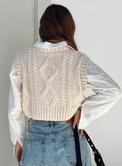 Princess Polly Carey Sweater Vest  Beige Fashion