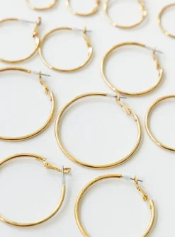Princess Polly Cari Hoop Earring Pack  Gold Discount