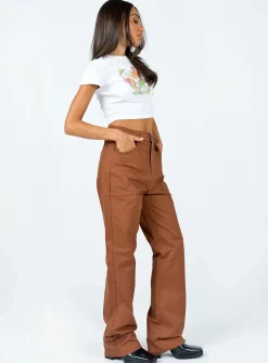 Princess Polly Carissa Wide Leg Denim Jeans Brown Hot