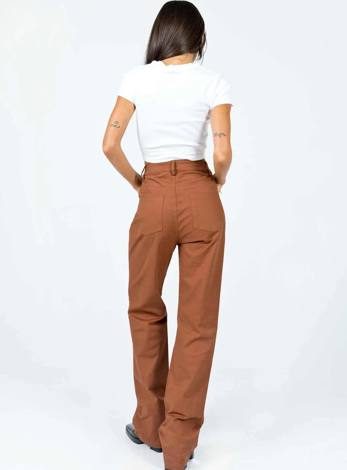 Princess Polly Carissa Wide Leg Denim Jeans Brown Hot