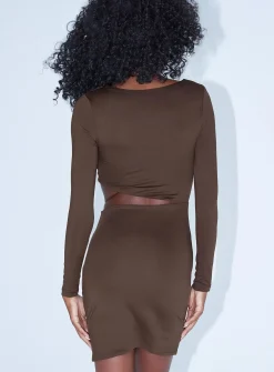 Princess Polly Carla Mini Dress  Brown Discount