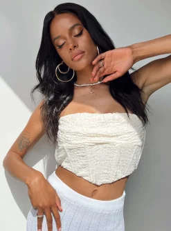 Princess Polly Carlsen Strapless Top  Cream Clearance