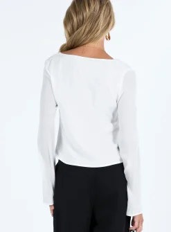 Princess Polly Carmaine Long Sleeve Top  White Shop