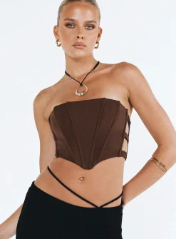 Princess Polly Carnlea Strapless Top  Brown Flash Sale