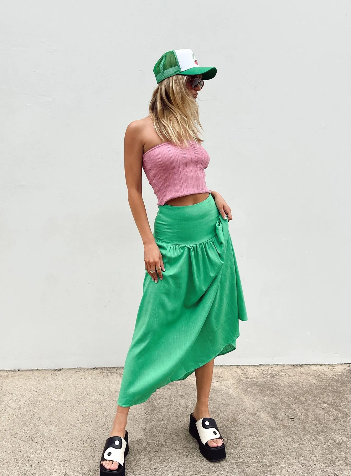 Princess Polly Carol Maxi Skirt Green Cheap