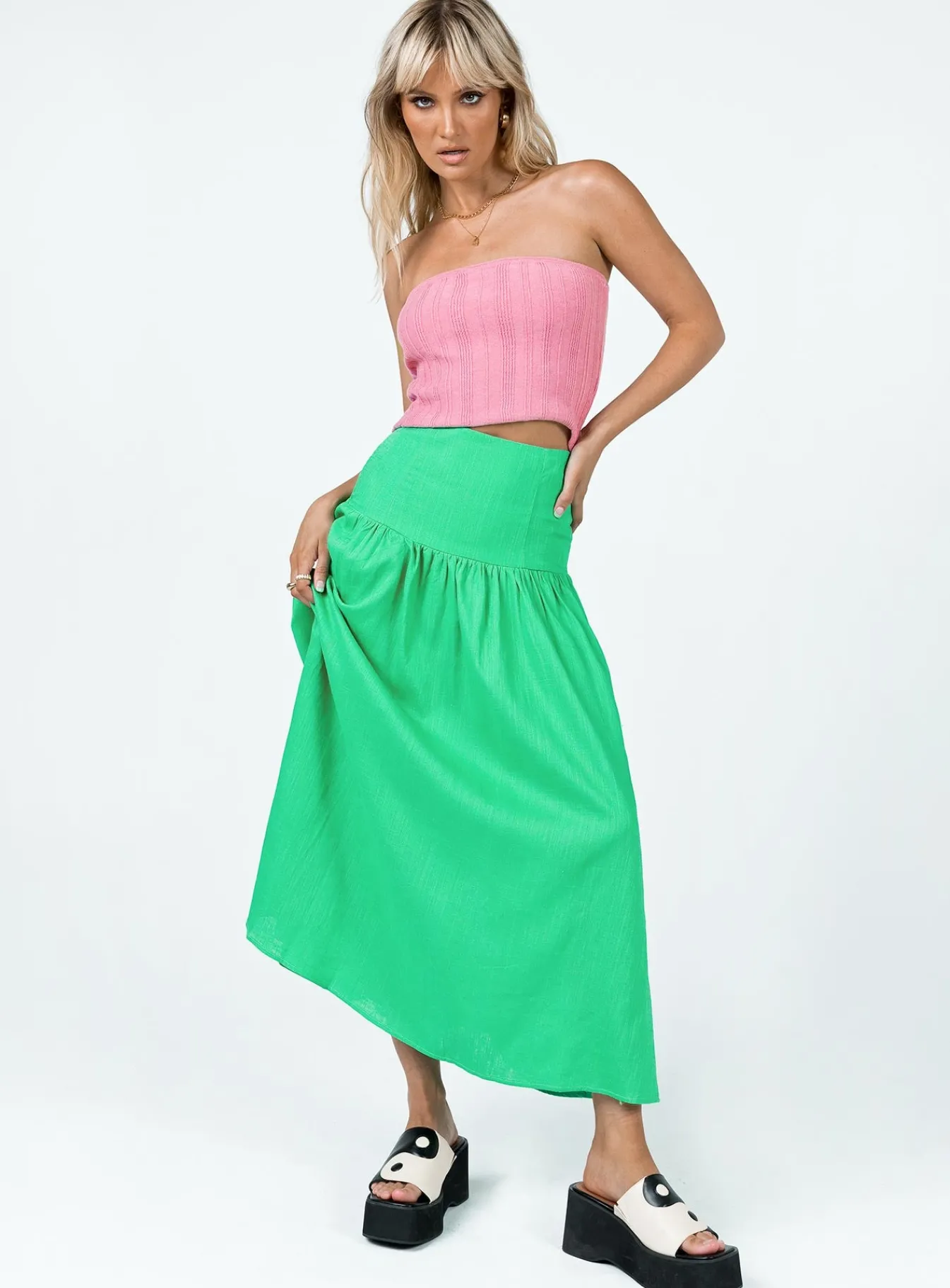 Princess Polly Carol Maxi Skirt Green Cheap
