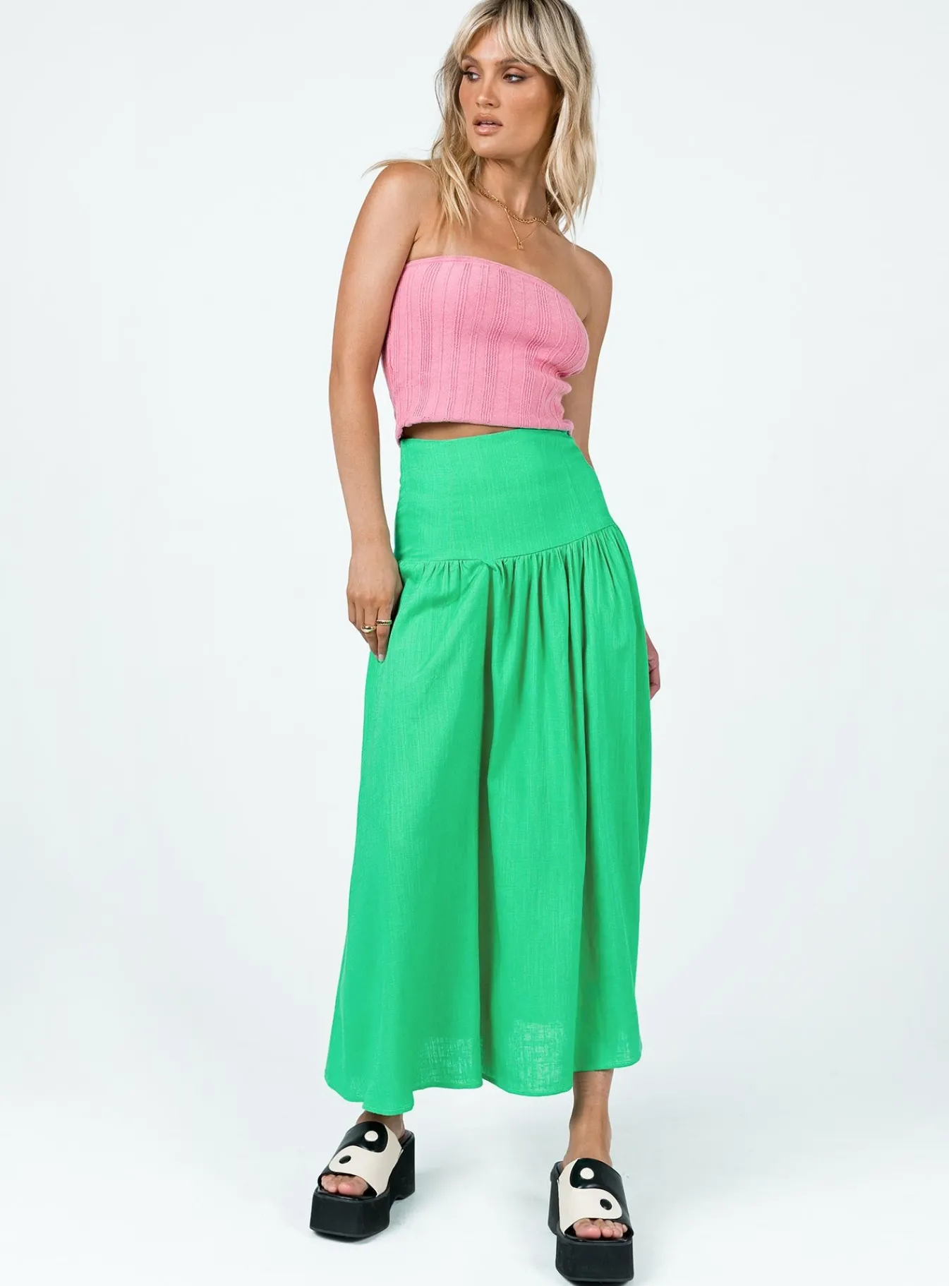 Princess Polly Carol Maxi Skirt Green Cheap