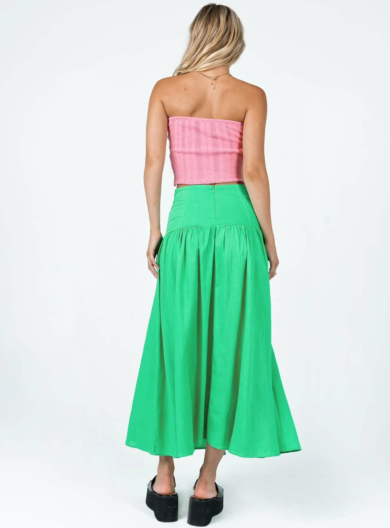 Princess Polly Carol Maxi Skirt Green Cheap
