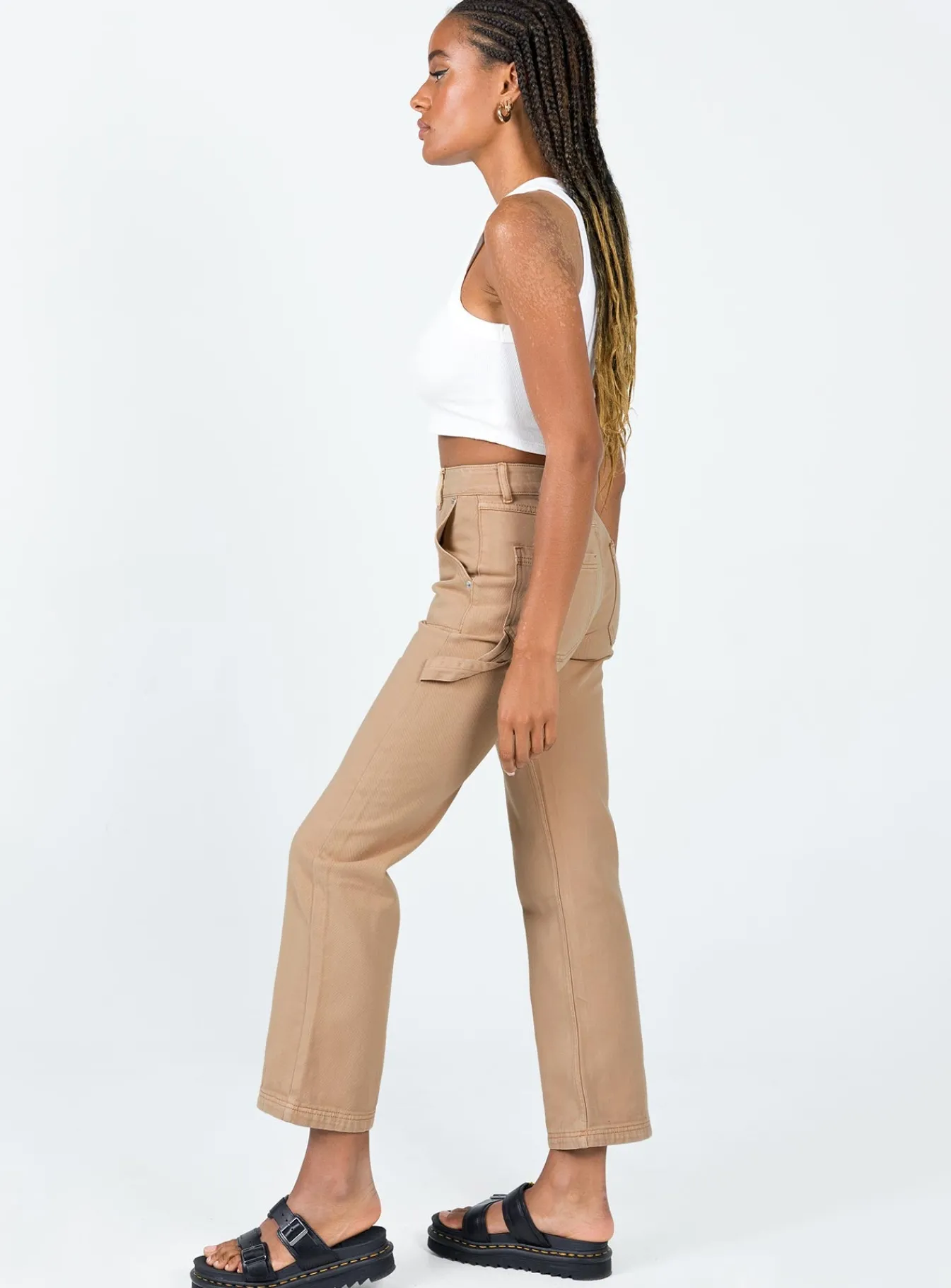 Princess Polly Carpenter Straight Leg Jeans Brown Discount