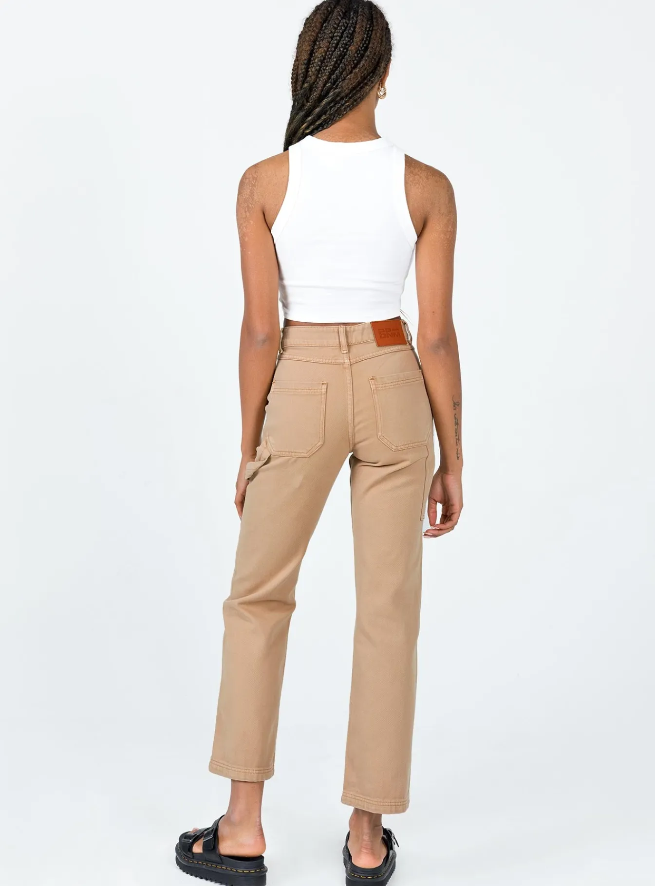 Princess Polly Carpenter Straight Leg Jeans Brown Discount