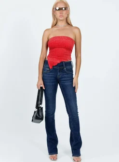 Princess Polly Carrow Strapless Top Red Clearance