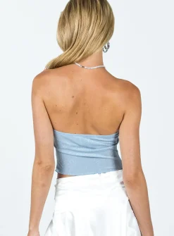 Princess Polly Carrow Strapless Top  Blue Store