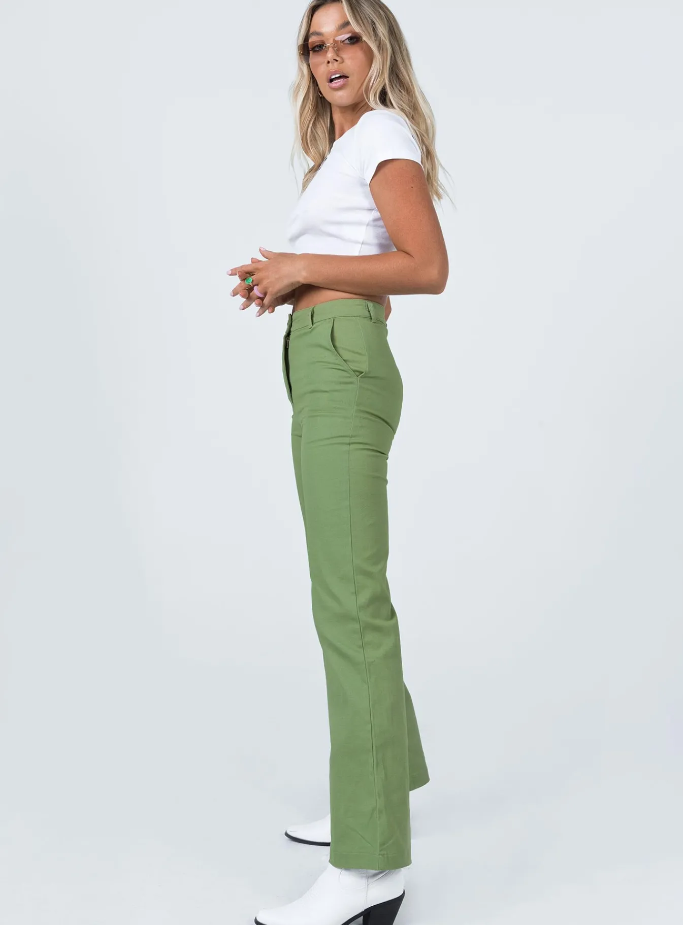 Princess Polly Carson Pants Green Hot