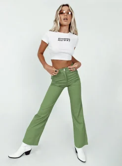 Princess Polly Carson Pants Green Hot