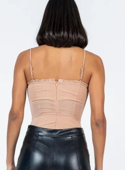 Princess Polly Cartia Bodysuit Light Brown Sale