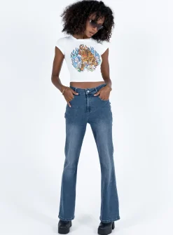 Princess Polly Carvalho Flare Jeans Mid Wash  Denim Best Sale