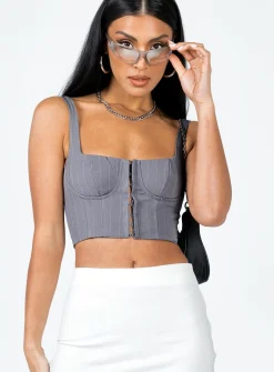 Princess Polly Carvey Top Slate   Grey Shop