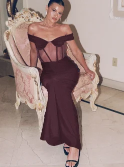 Princess Polly Cassady Off The Shoulder Maxi Dress  Purple New