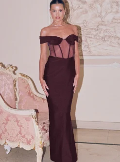 Princess Polly Cassady Off The Shoulder Maxi Dress Purple New