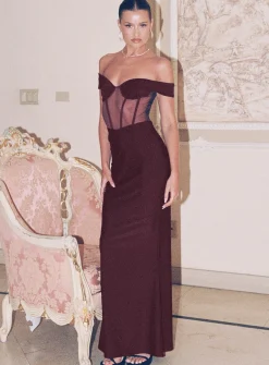Princess Polly Cassady Off The Shoulder Maxi Dress Purple New