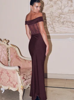 Princess Polly Cassady Off The Shoulder Maxi Dress Purple New
