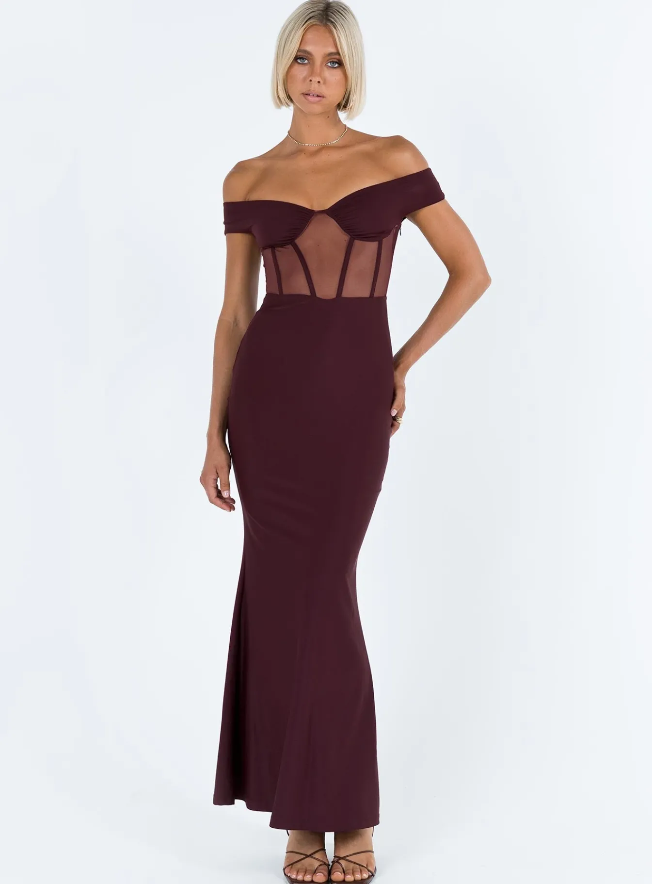 Princess Polly Cassady Off The Shoulder Maxi Dress Purple New
