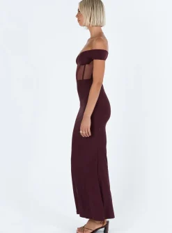 Princess Polly Cassady Off The Shoulder Maxi Dress Purple New