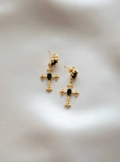 Princess Polly Castial Earrings/ Black   Gold Online