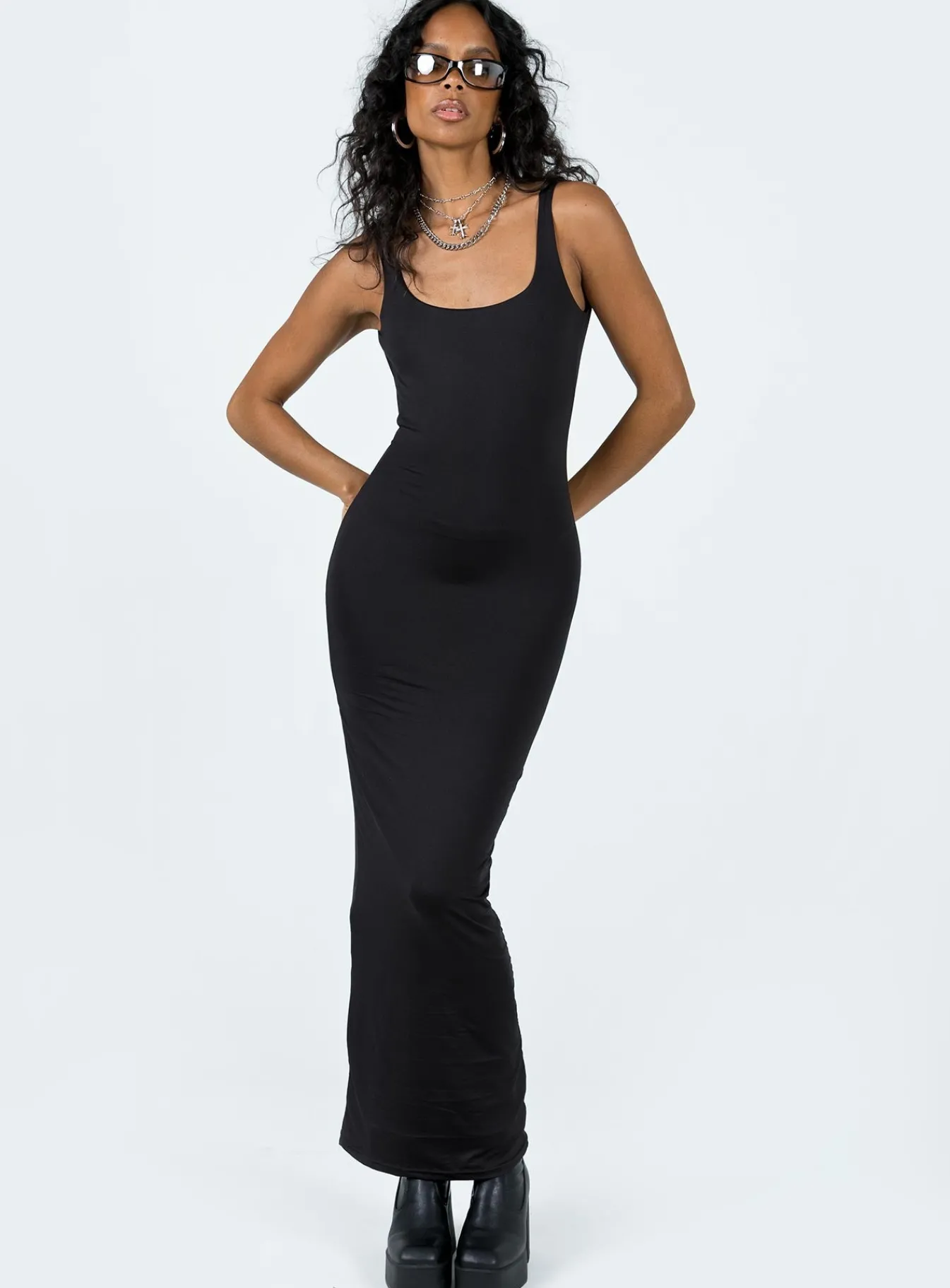 Princess Polly Castling Maxi Dress Black New