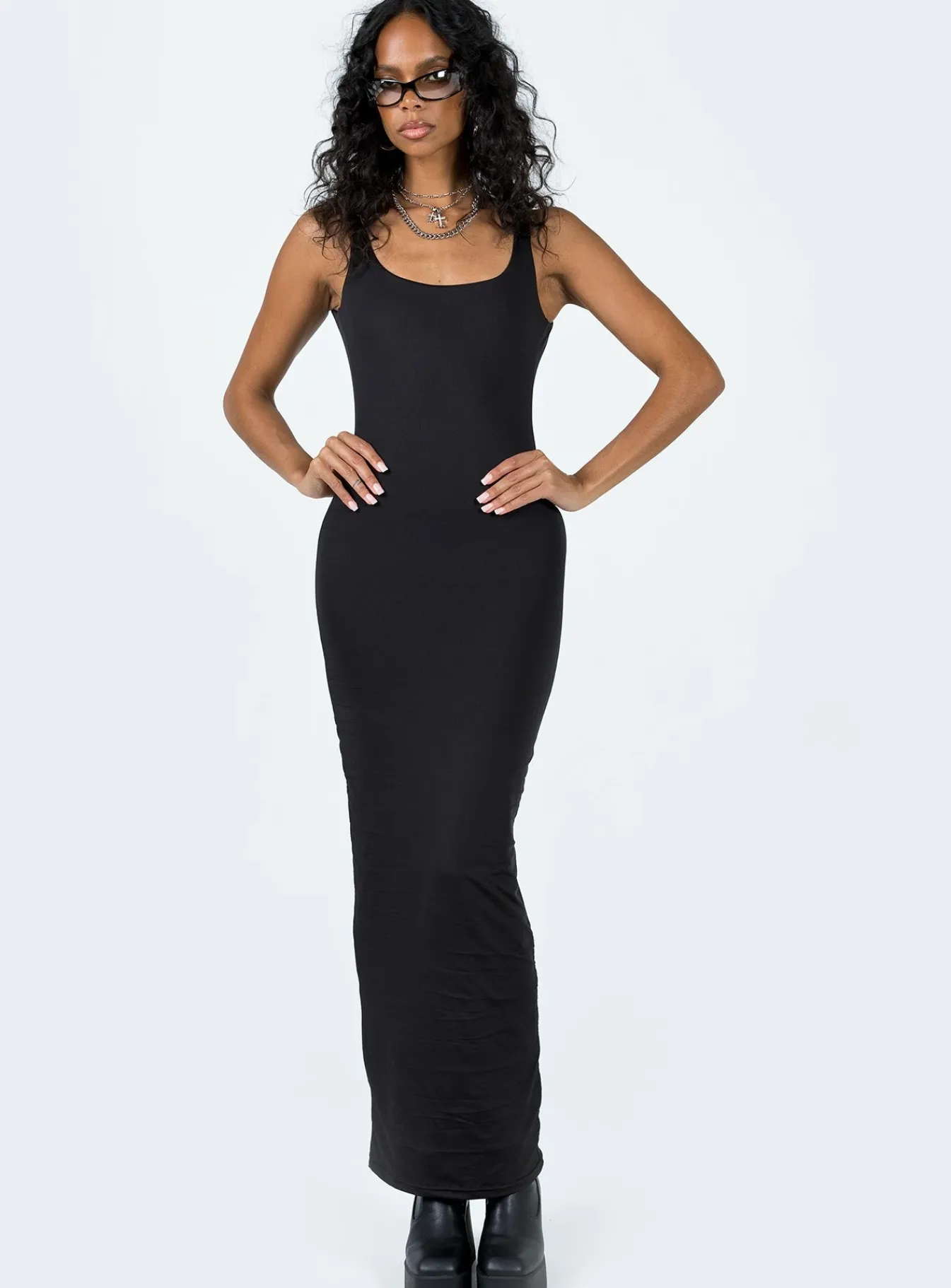 Princess Polly Castling Maxi Dress Black New