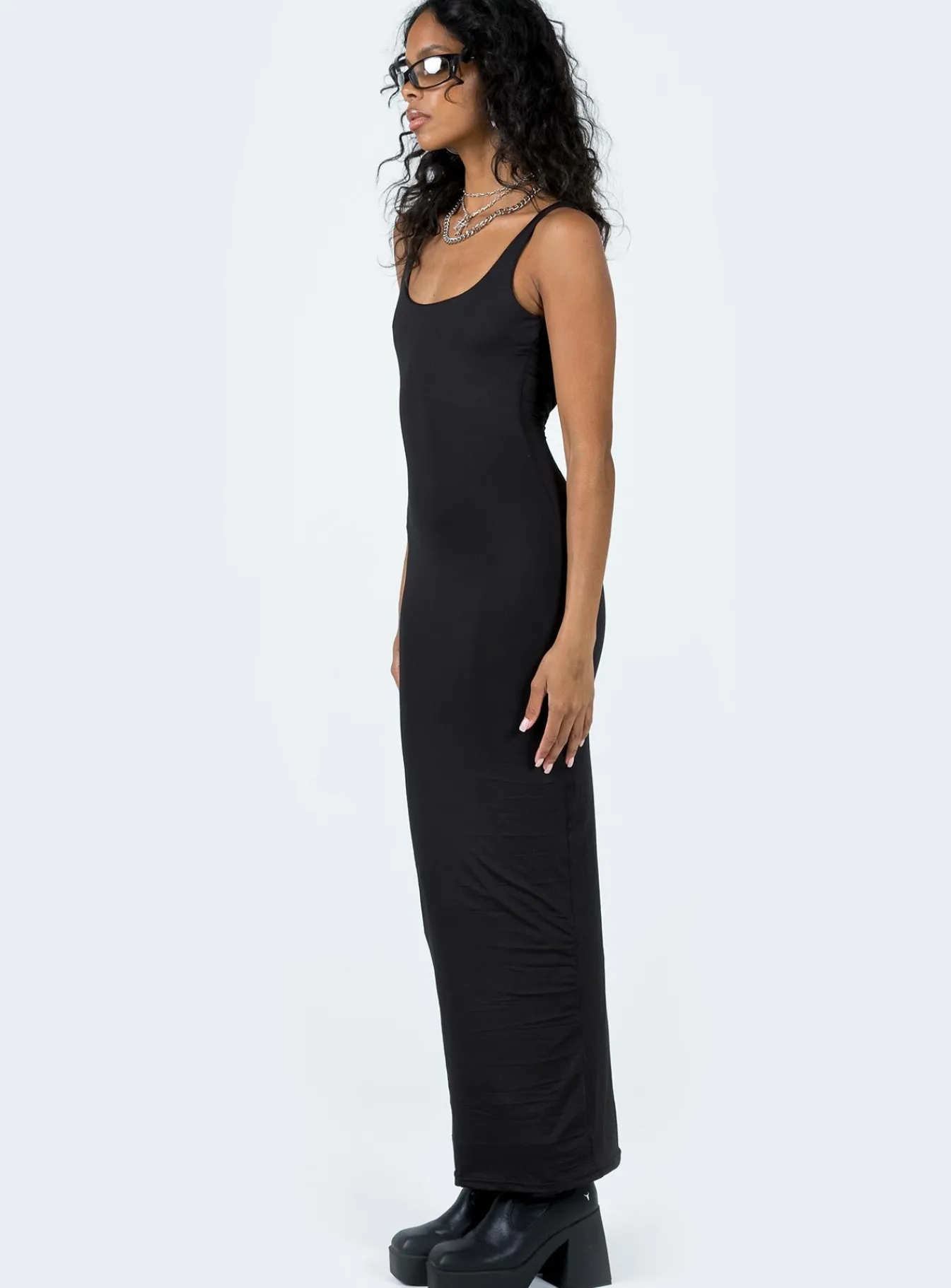Princess Polly Castling Maxi Dress Black New