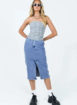 Princess Polly Catalonia Tube Top Blue Clearance